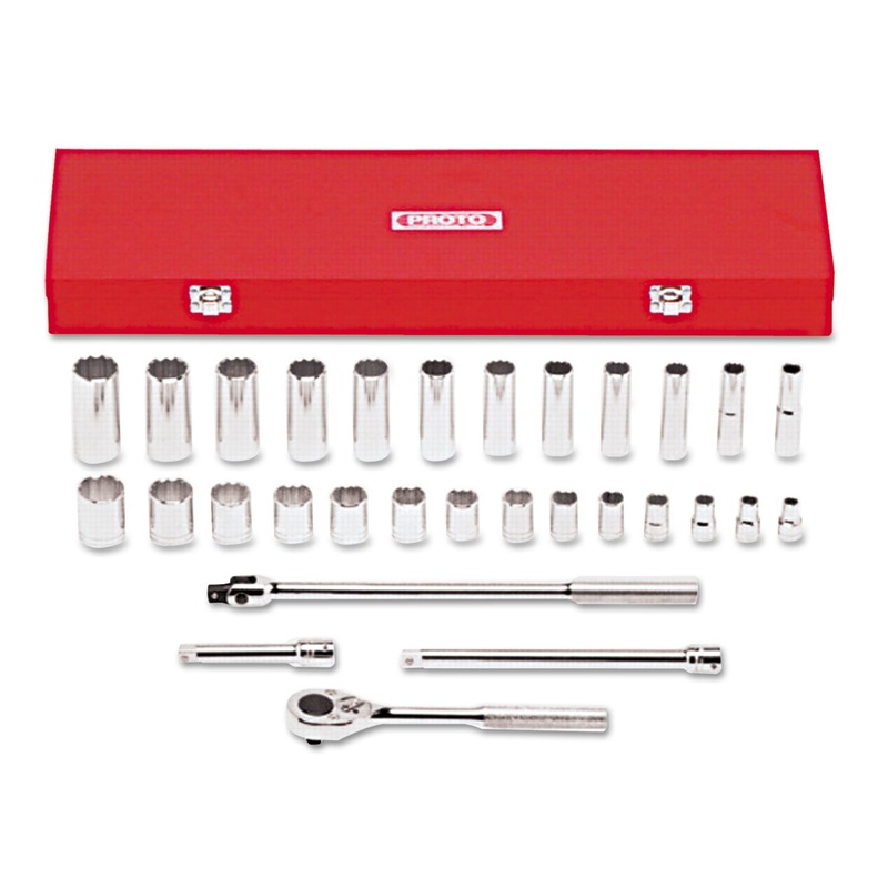 30-Piece Mechanic’s Tool Set, Sae, 1/2″ Drive, 3/8″ To 1 1/4″, 12-Point