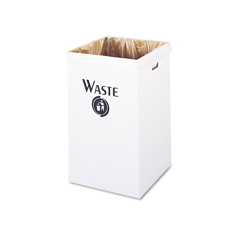 CORRUGATED WASTE RECEPTACLE, SQUARE, 40 GAL, WHITE, 12/CARTON