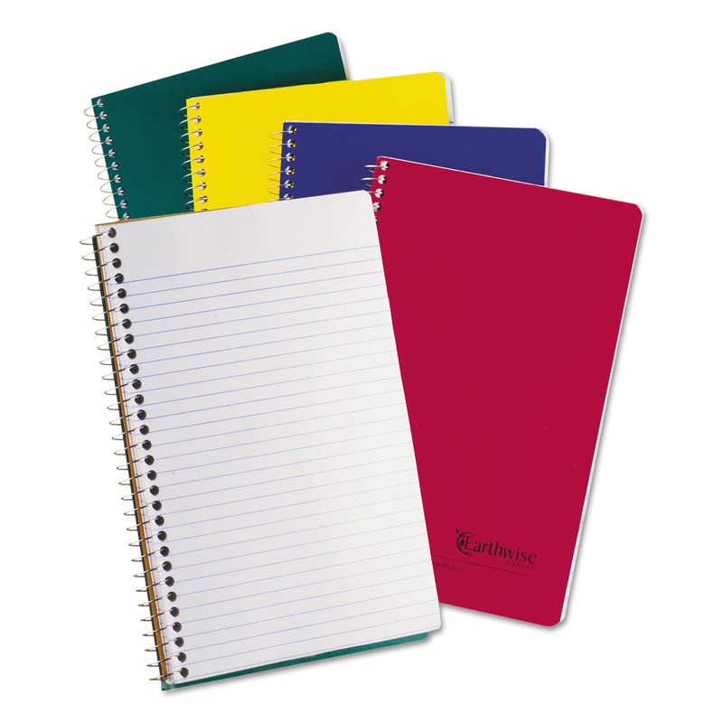 EARTHWISE BY 100% RECYCLED SMALL NOTEBOOKS, 3 SUBJECTS, COLLEGE RULE, RANDOMLY ASSORTED COLOR COVERS, 9.5 X 6, 150 SHEETS