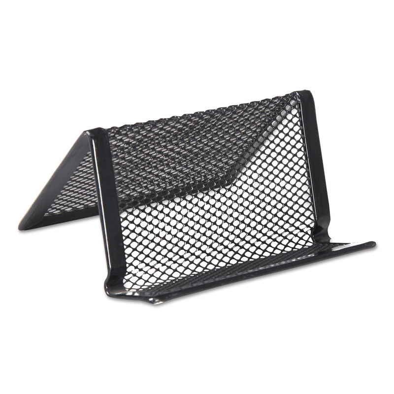 Mesh Metal Business Card Holder, 50 2 1/4 X 4 Cards, Black