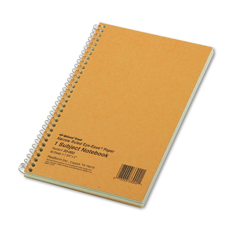 SINGLE-SUBJECT WIREBOUND NOTEBOOKS, 1 SUBJECT, NARROW RULE, BROWN COVER, 7.75 X 5, 80 SHEETS