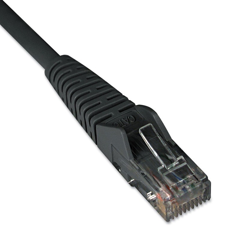 CAT6 GIGABIT SNAGLESS MOLDED PATCH CABLE, RJ45 (M/M), 1 FT., BLACK