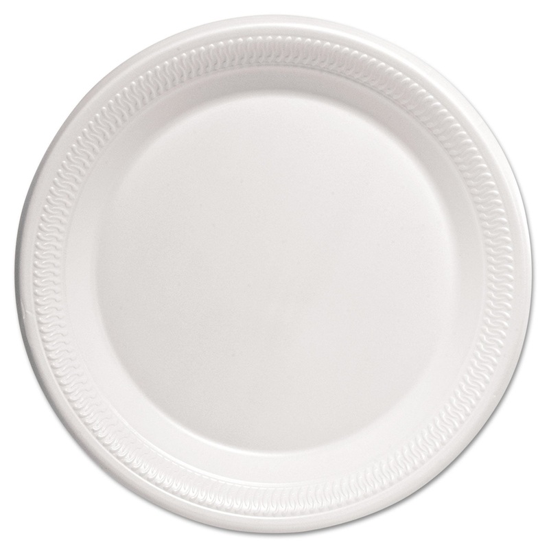 Center Piece Laminated Foam Dinnerware, Plate, 10 1/4″, White, 125/bg, 4 Bg/ct