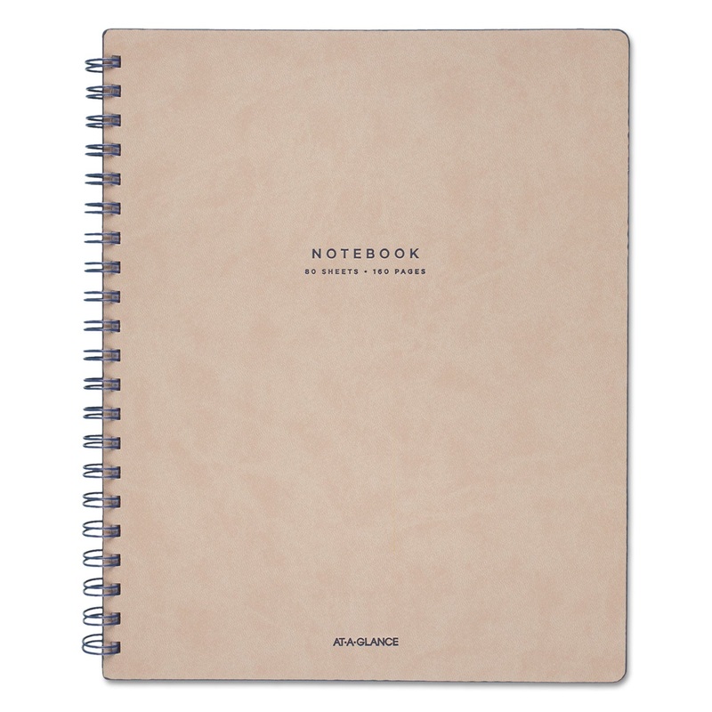 COLLECTION TWINWIRE NOTEBOOK, 1 SUBJECT, WIDE/LEGAL RULE, TAN/NAVY BLUE COVER, 11 X 8.75, 80 SHEETS