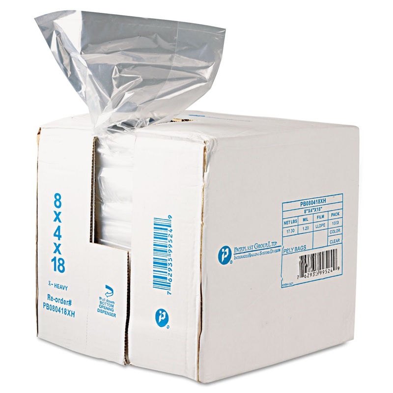 FOOD BAGS, 8 QT, 0.68 MIL, 8″ X 18″, CLEAR, 1,000/CARTON