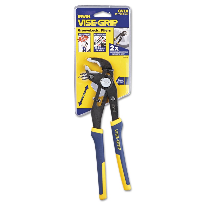 Groovelock V-Jaw Pliers, 10″ Tool Length, 2 1/4″ Jaw Capacity, Gray/blue/yellow