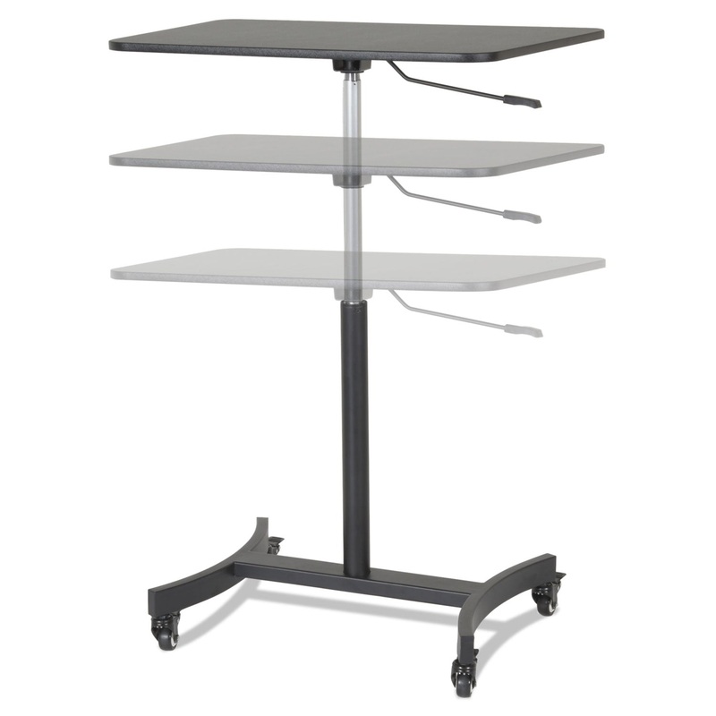HIGH RISE MOBILE ADJUSTABLE SIT-STAND WORKSTATION, 30.75W X 22D X 44H, BLACK