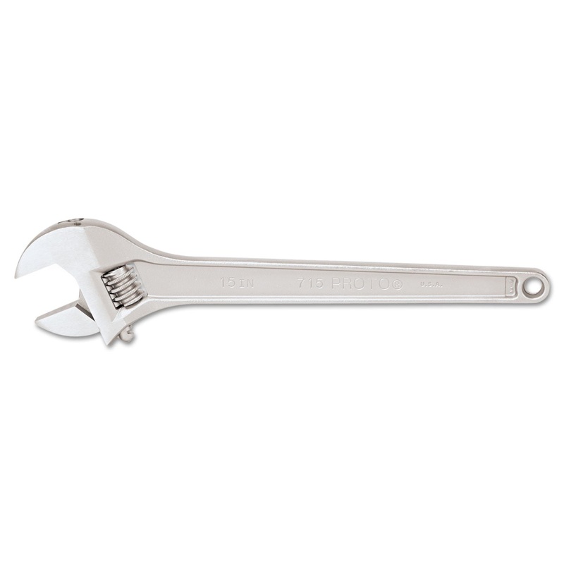 Proto Adjustable Wrench, 15″ Long, 1 11/16″ Opening, Satin Chrome