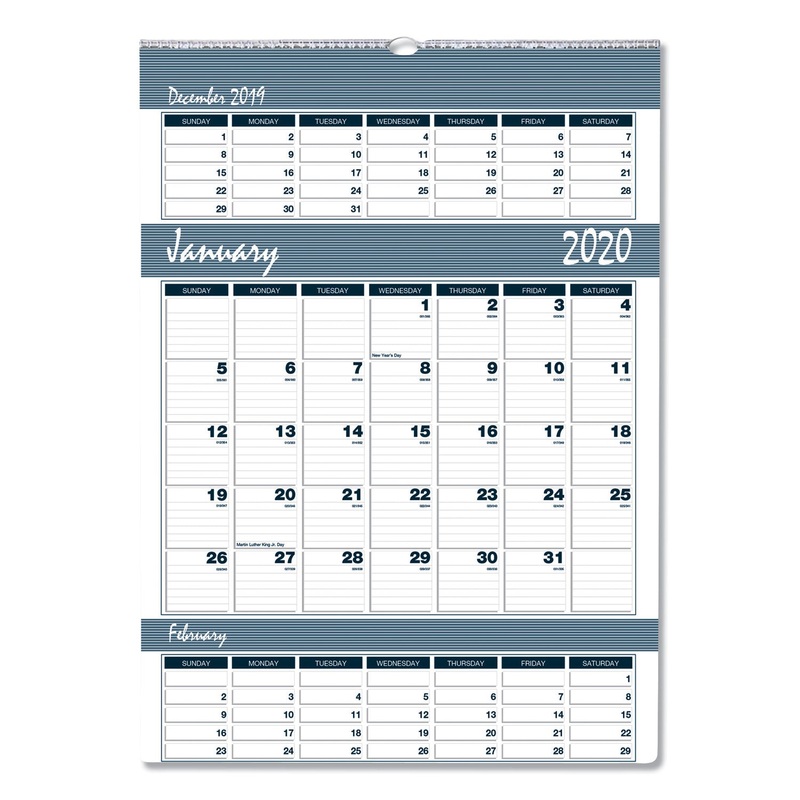 RECYCLED BAR HARBOR THREE-MONTHS-PER-PAGE WALL CALENDAR, 15 1/2 X 22, 2019-2021