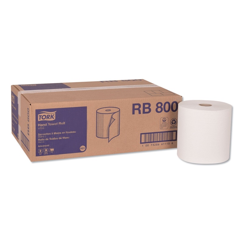 ADVANCED HARDWOUND ROLL TOWEL, 7.88″ X 800 FT, WHITE, 6 ROLLS/CARTON