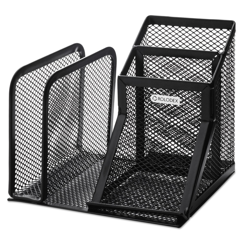 Wire Mesh Desk Organizer With Pencil Storage, 5 3/4 X 5 1/8 X 5 1/8, Black