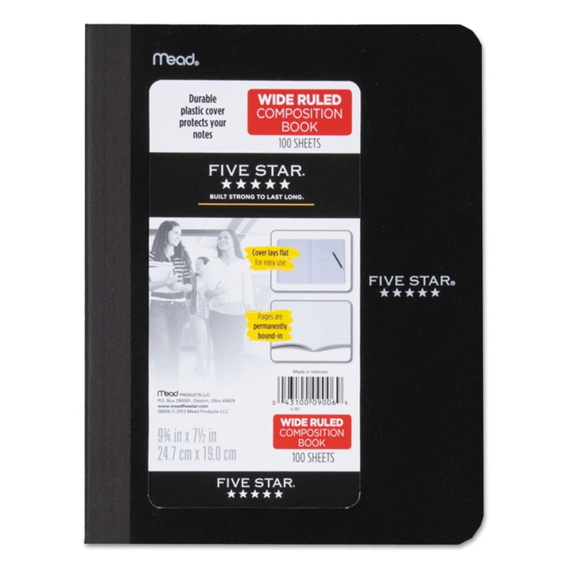 COMPOSITION BOOK, WIDE/LEGAL RULE, ASSORTED COVER COLORS, 9.75 X 7.5, 100 SHEETS