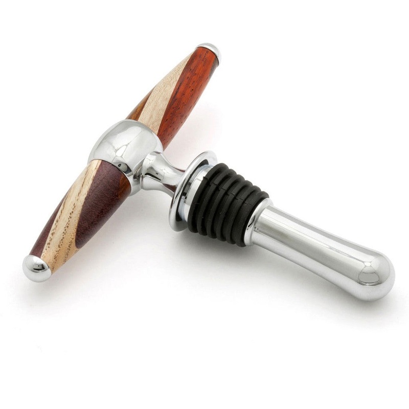 Deluxe Handled Corkscrew/Bottle Stopper Kit Chrome