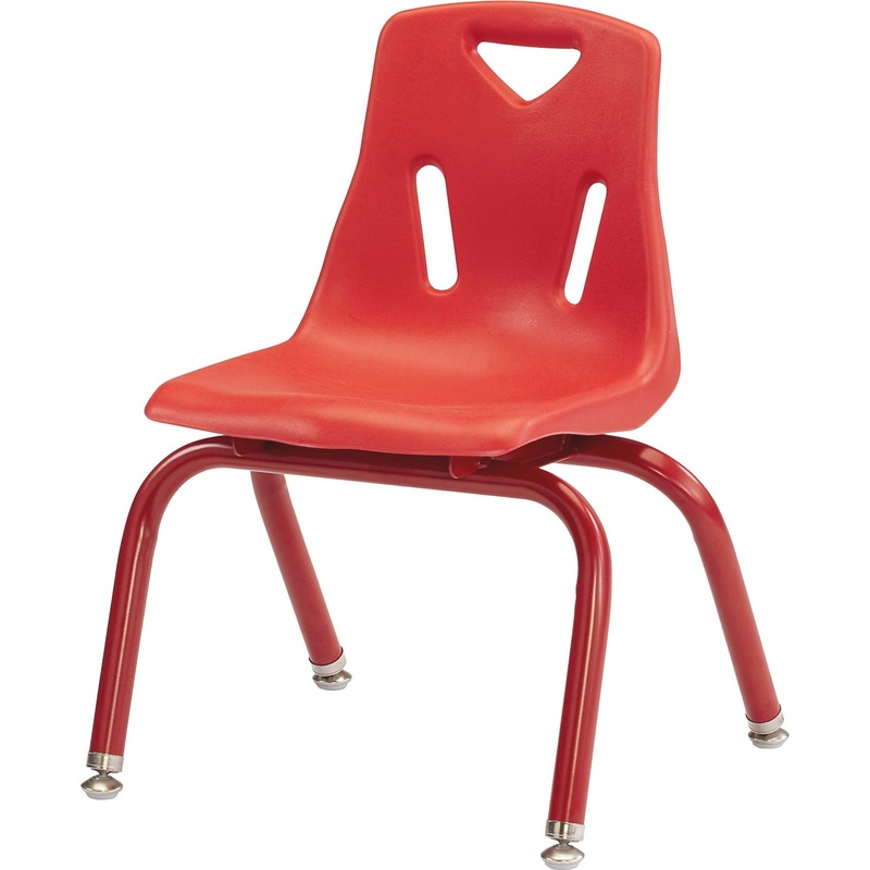 Jonti-Craft Berries Plastic Chair with Powder Coated Legs – Steel Frame Material – Four-legged Base – Red – Polypropylene – 1 Each