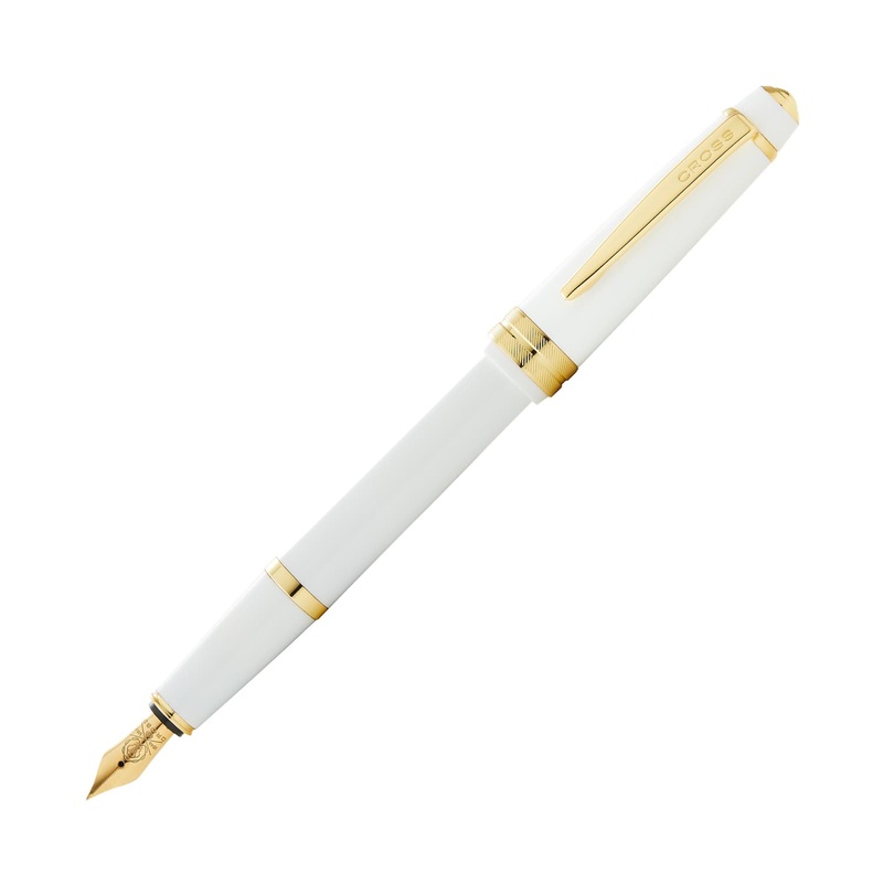 Cross Bailey Light Fountain Pen in Glossy White Resin with Gold Trim