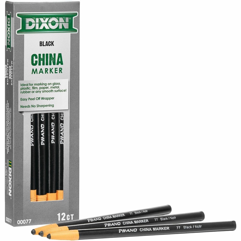 Dixon Industrial Phano Nontoxic China Markers – Black Lead – Black Barrel – 1 Each