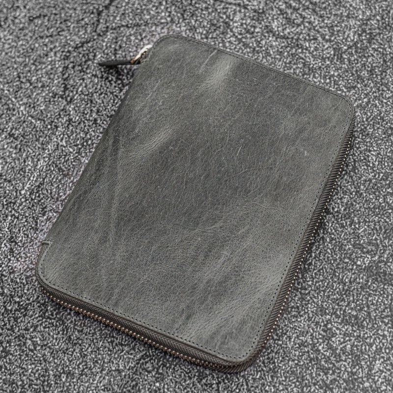 Galen Leather A5 Zippered Notebook Folio – Crazy Horse Smoky