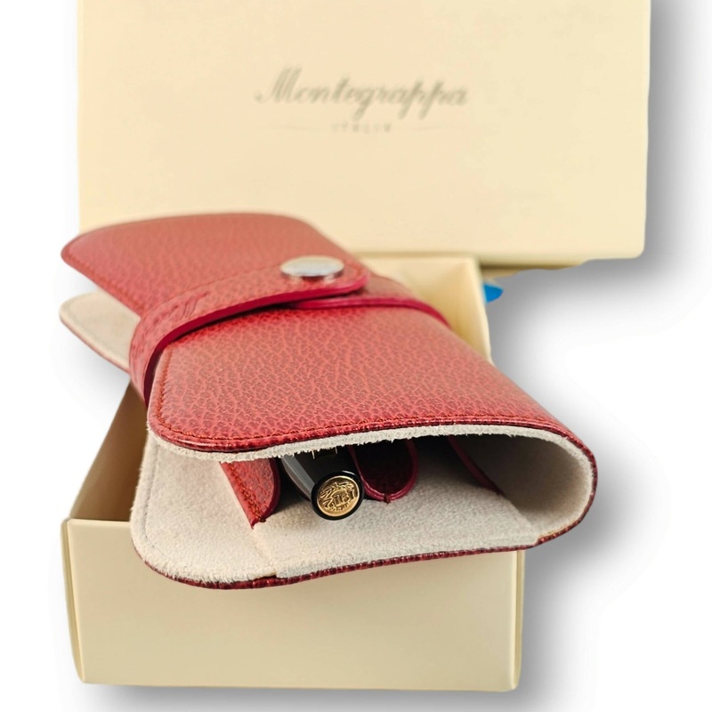 Montegrappa Italian Leather 2 Pen Pouch Red