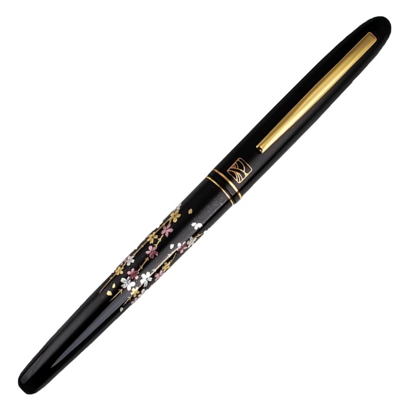 Wancher x Kuretake Kindai Maki-e Shidare Zakura Fountain Pen – Black GT Fine