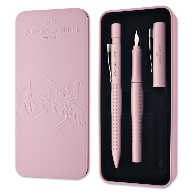 Faber-Castell Grip Harmony Fountain and Ballpoint Pen in Rose Shadows – Gift Tin