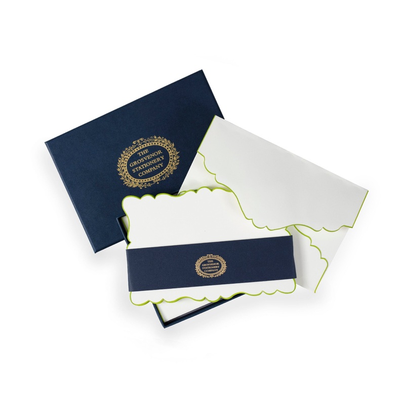 Grosvenor Cards & Envelopes – Ecru Emerald Green (10ct.)