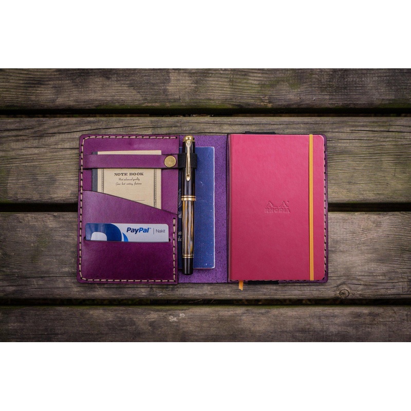 Leather Rhodia A6 Notebook Cover – Purple