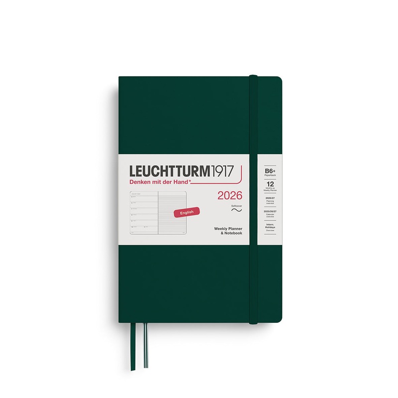 Leuchtturm1917 2026 B6+ Softcover Paperback Weekly Planner and Notebook – Forest Green