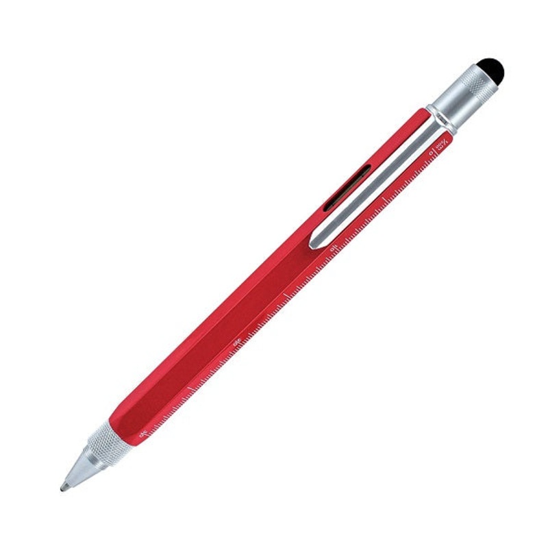 Monteverde 9 in 1 One Touch Tool Ballpoint Pen & Stylus, Red