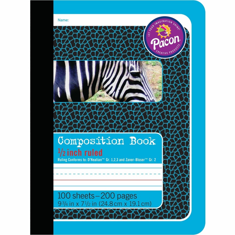 Pacon 1/2″ Ruled Composition Book – 100 Sheets – 0.50″ Ruled – 7 1/2″ x 9 3/4″ Sheet Size – Blue Cover – 1 Each