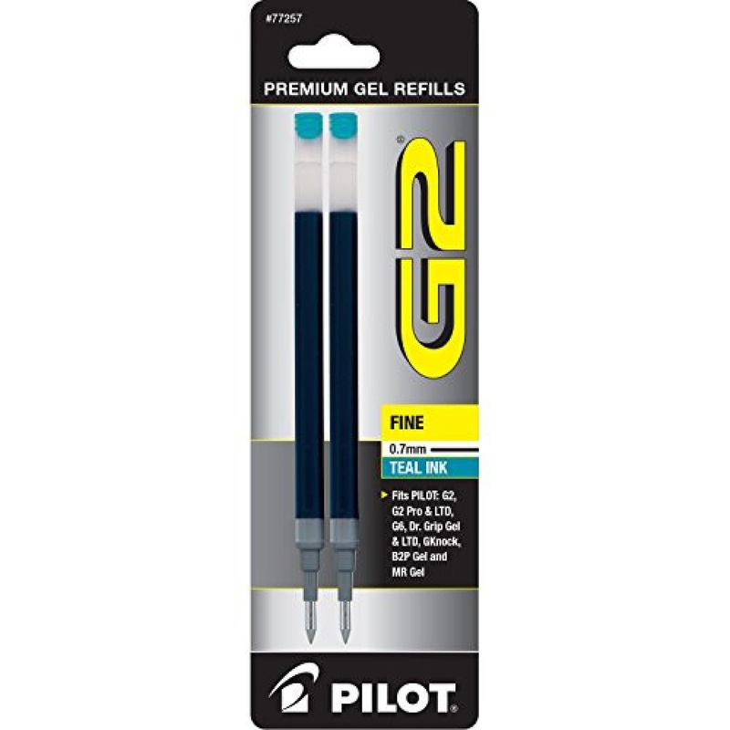 Pilot G2 Gel Ink Rolling Ball Refill in Teal – Fine Point – Pack of 2