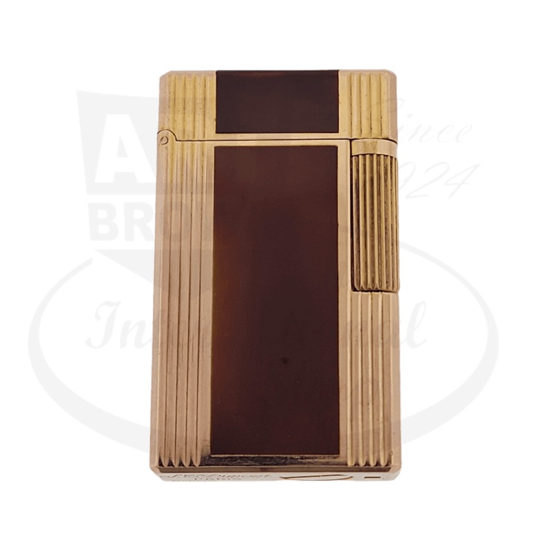 Preowned S.T. Dupont Ligne 1 Orange Lacquer & Gold Lighter,