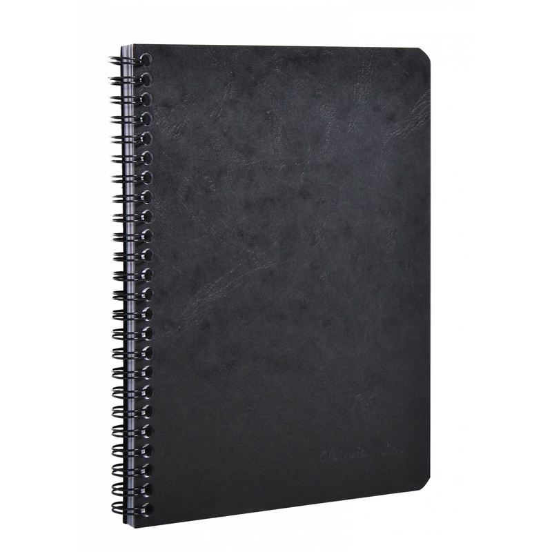 Clairefontaine #785661 Basics Lined with Pockets Wirebound A5 Notebook (6 x 8.25) – Black