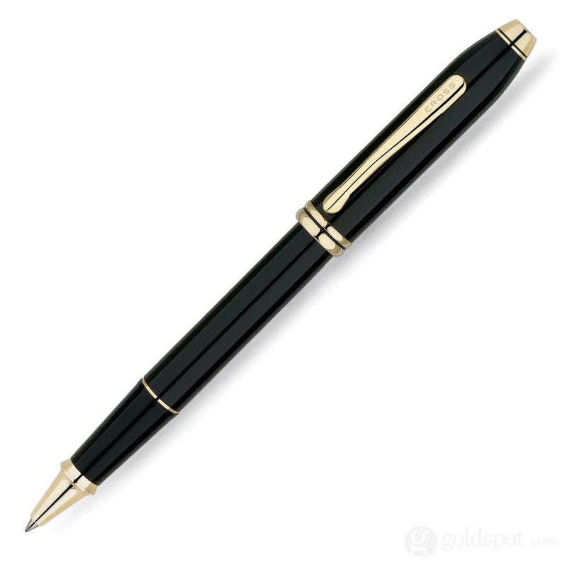 Cross Townsend Rollerball Pen in Black Lacquer with 24K Gold Trim