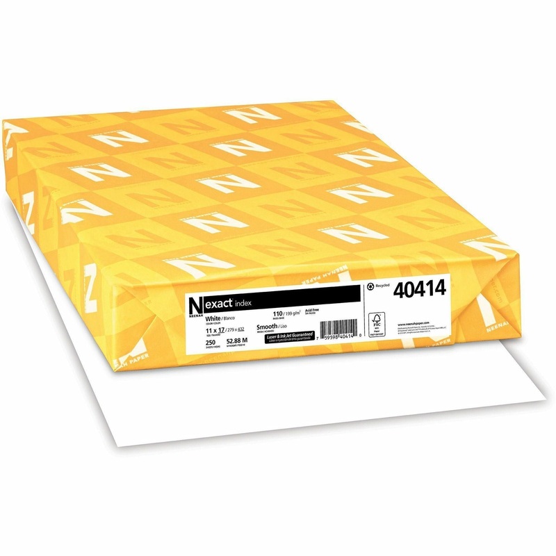 Exact Index Premium Cardstock – White – 11″ x 17″ – 110 lb Basis Weight – Smooth – Durable, Acid-free – White – 250 / Pack
