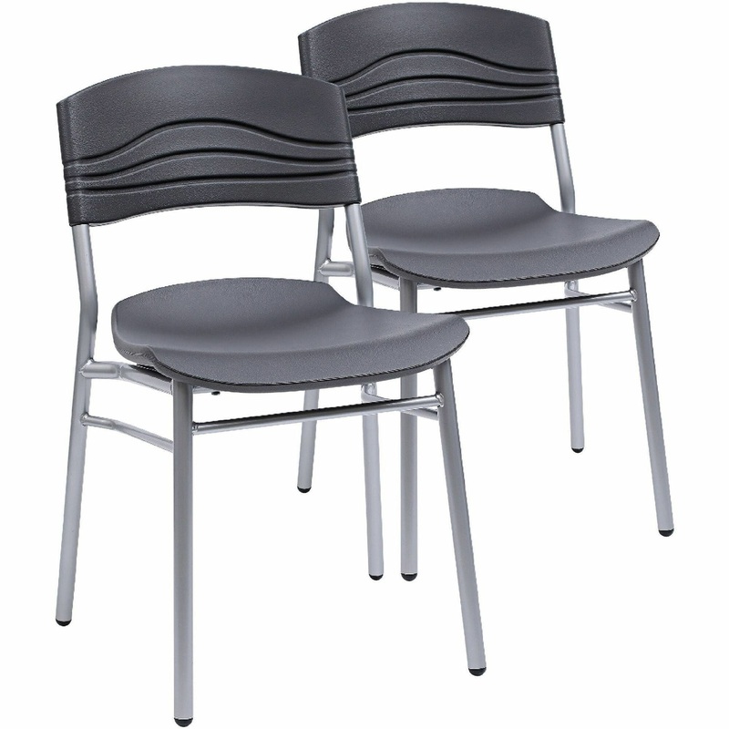 Iceberg CafeWorks Cafe Chairs – 2/CT – Black Seat Color – Polyethylene Seat Material – Polyethylene Back Material – Powder Coated Steel Frame Material – Four-legged Base – Graphite – 2 / Carton