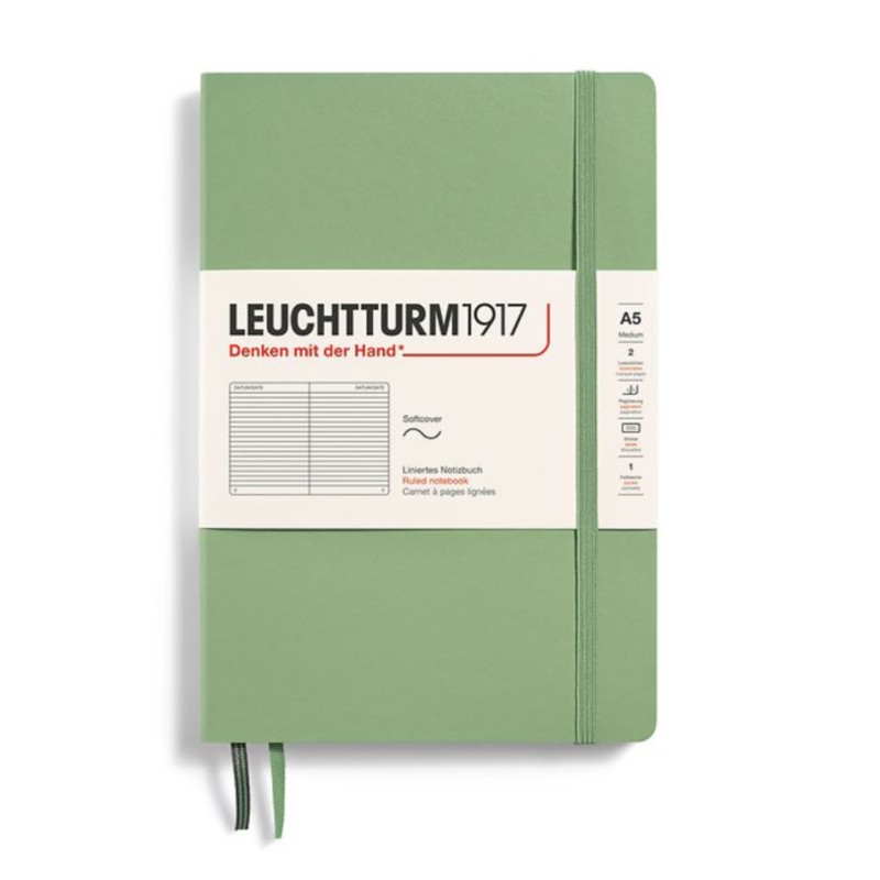 Leuchtturm1917 A5 Medium Softcover Ruled Notebook – Sage