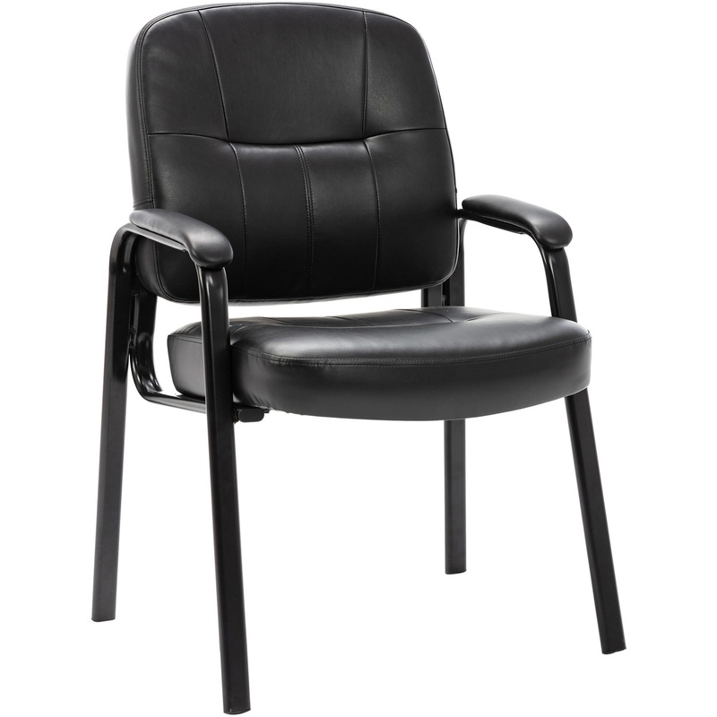 Lorell Chadwick Series Guest Chair – Black Seat Color – Leather Seat Material – Black Frame Color – Steel Frame Material – Black – Steel, Leather – 1 Each