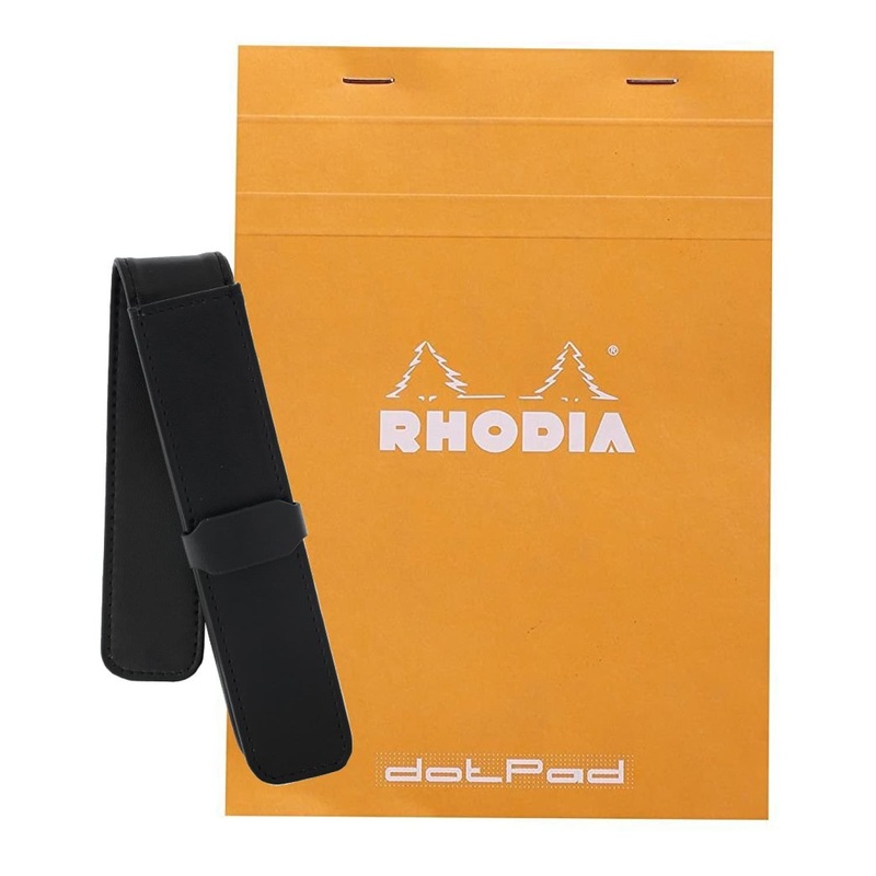 Rhodia Staplebound Graph Paper Notepad in Orange – 6 x 8 1/4 with Single Pen Pouch