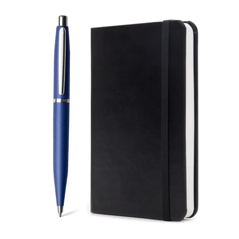 Sheaffer Gift Set VFM Ballpoint Pen Neon Blue with Chrome Trims and Small Notebook
