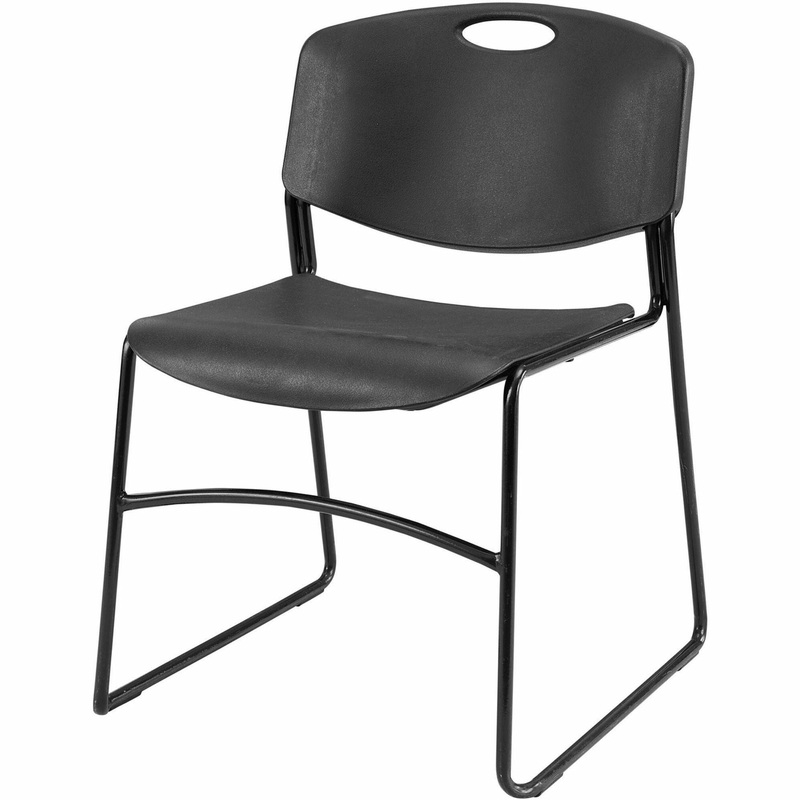 Lorell Heavy-duty Standard-height Stack Chairs – Plastic Seat Material – Plastic Back Material – Steel Frame Material – Black – 4 / Carton