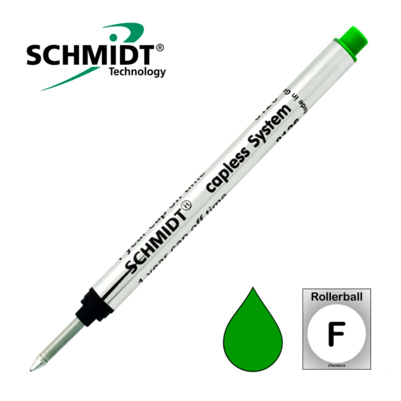 Schmidt Long Capless Rollerball Refills – Green (Fine-.6mm)