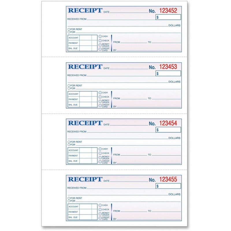 TOPS Money/Rent Receipt Book – 2 Part – Carbonless Copy – 2.75″ x 7.25″ Sheet Size – Assorted Sheet(s) – Blue Print Color – 1 Each