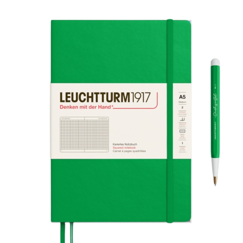 Leuchtturm1917 A5 Medium Hardcover Notebook – Squared / Spring Leaf