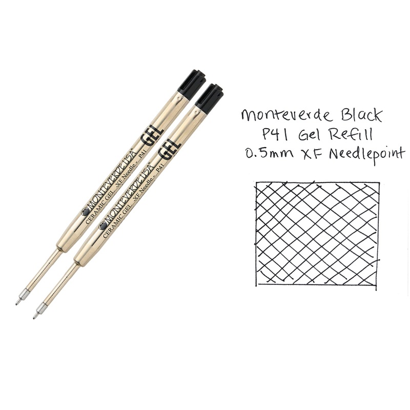 Monteverde Capless Gel P41 Rollerball Refills – Black, 0.5mm XF Needlepoint (2-Pack)