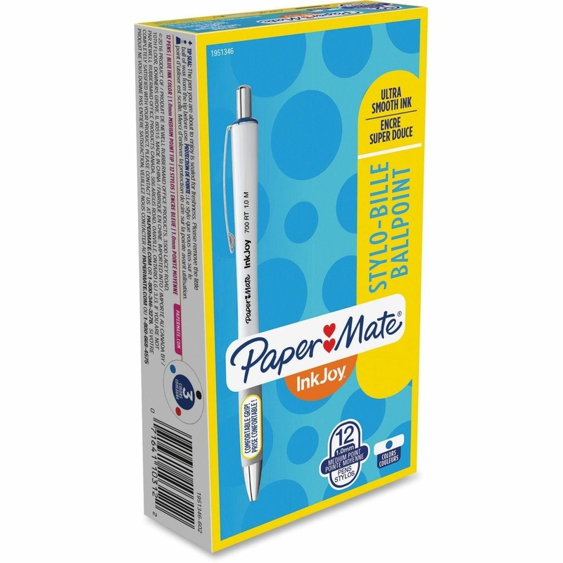 Paper Mate InkJoy 700 RT Ballpoint Pens – 1 mm Pen Point – Retractable – Blue Ink – White Barrel – 1 Dozen