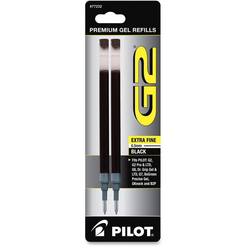 Pilot G2 Premium Gel Ink Pen Refills – 0.50 mm , Extra Fine Point – Black Ink – Smear Proof – 2 / Pack