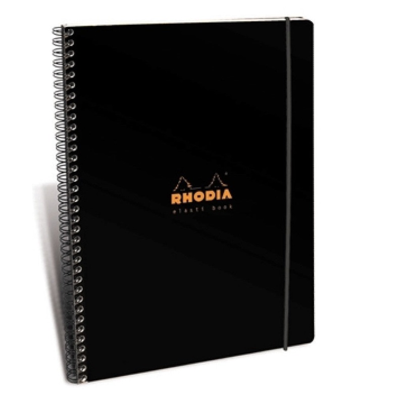 Rhodia Elasti Notebook – Side Wirebound 9 x 11.75 Lined Paper (Black)