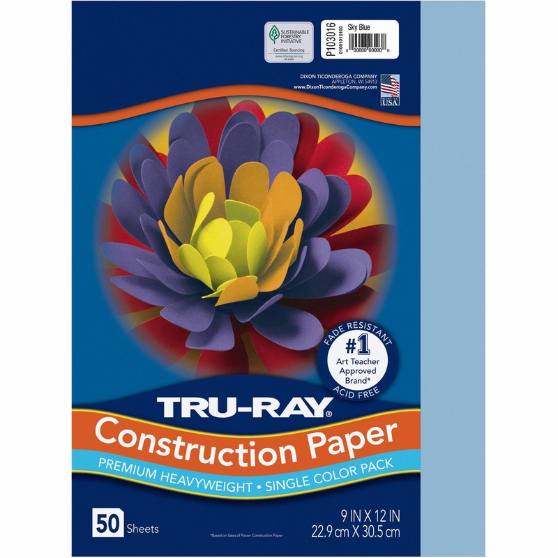 Tru-Ray Construction Paper – Project, Bulletin Board – 12″ Width x 9″ Length – Sky Blue – Sulphite – 50 / Pack