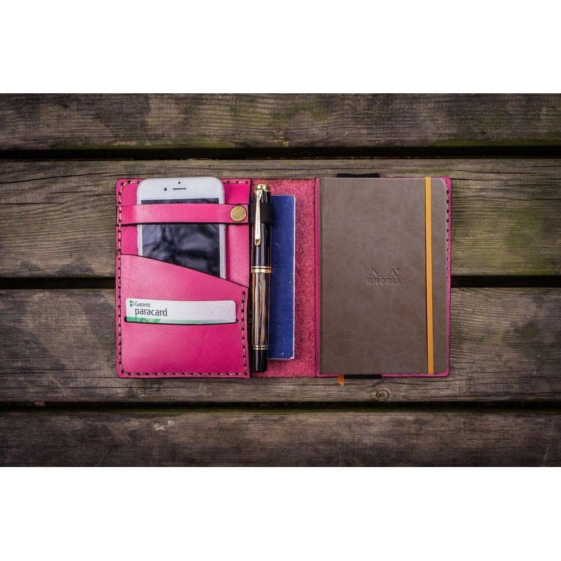 Leather Rhodia A6 Notebook Cover – Pink