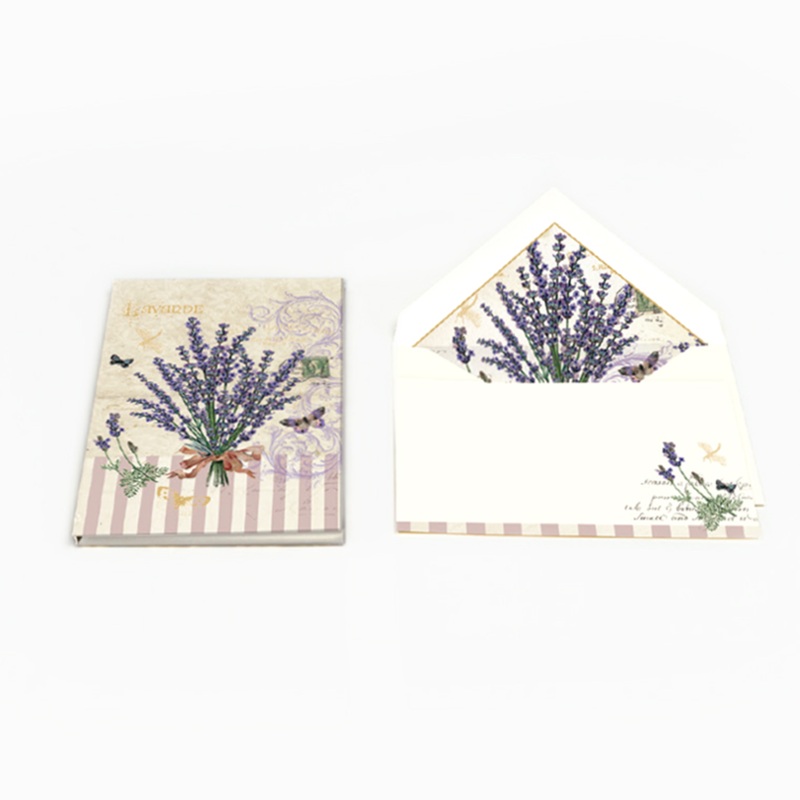San Lorenzo Lavanda Card –  Portfolio (10ct.) Large – Cards: 6.6 x 4.4 in. (16.8 x 11.2 cm), Envelopes: 6.9 x 4.7 in. (17.5 x 12 cm)